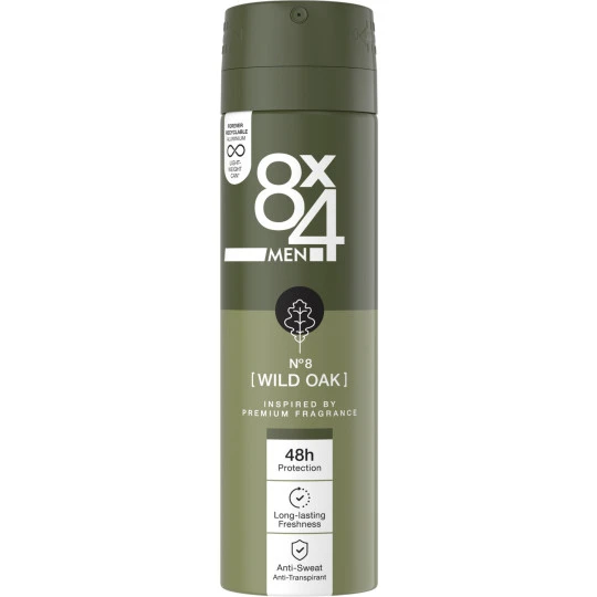 8x4 Men Deospray No.8 Wild Oak 150ML 3 8x4 Men Deospray No.8 Wild Oak 150ML