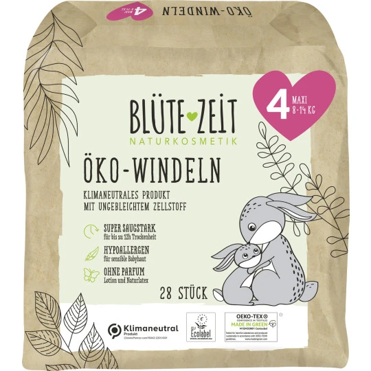 Blüte-Zeit Öko-Windeln Größe 4 Maxi 8-14KG 28ST 3 Blüte-Zeit Öko-Windeln Größe 4 Maxi 8-14KG 28ST
