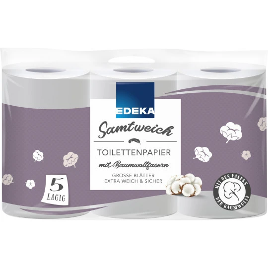EDEKA Toilettenpapier Samtweich 5-lagig 6x 130 Blatt 3 EDEKA Toilettenpapier Samtweich 5-lagig 6x 130 Blatt