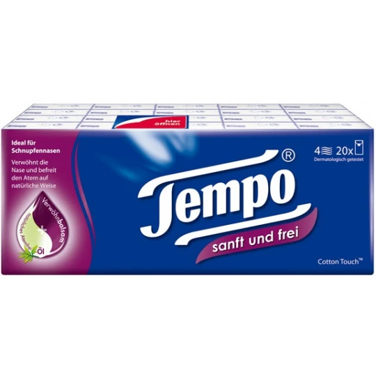 Tempo Sanft & Frei Taschentücher Mit Pflegebalsam 20x 9ST 2 Tempo Sanft & Frei Taschentücher Mit Pflegebalsam 20x 9ST